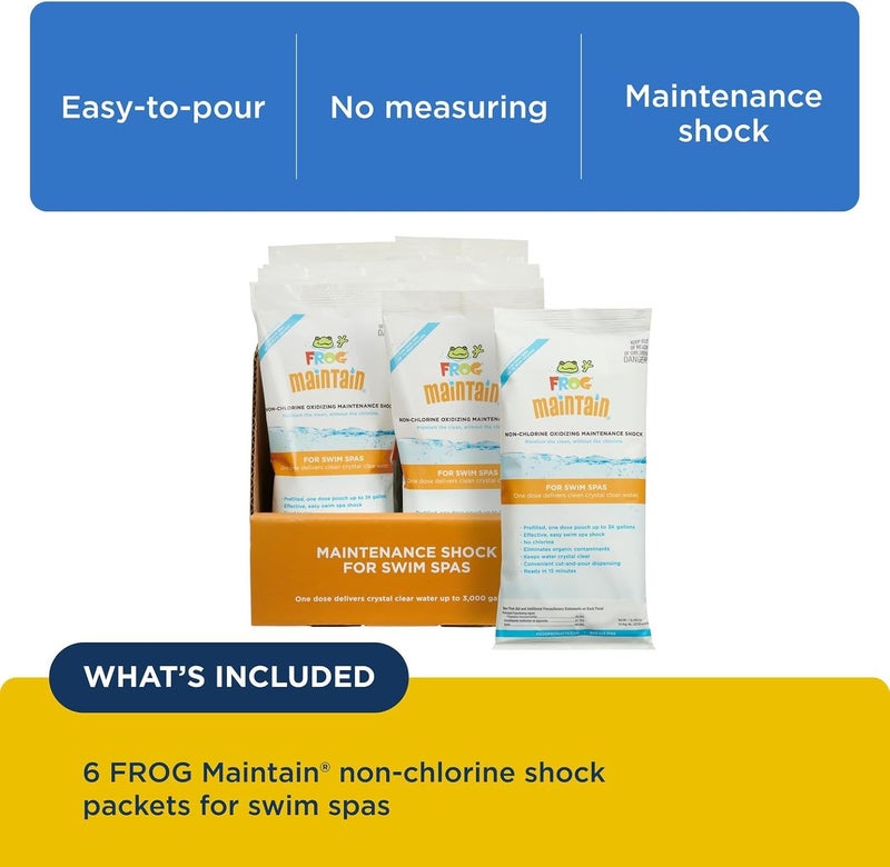 Frog Maintain for Swim Spas - Non-Chlorine Shock for use with Swim Spa @Ease Floating System - Single Dose Packets for Easy Swim Spa Maintenance & Treatment - 6 Pack - Image 3
